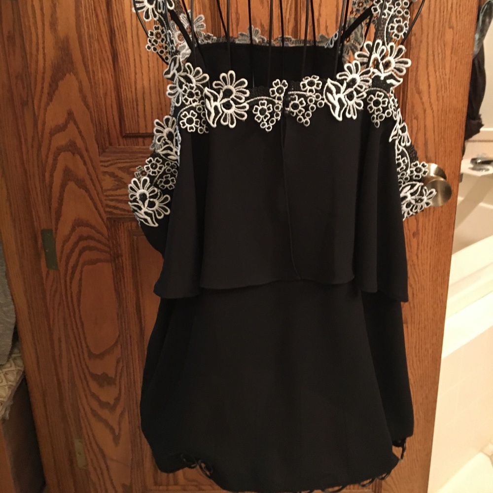 Thalia Sodi Black Cold Shoulder Top NWOT